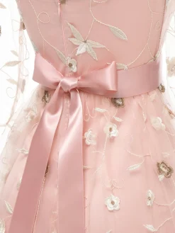 Fashion Retro Stage 3/4 Sleeve 1950s Floral Embroidery Dress