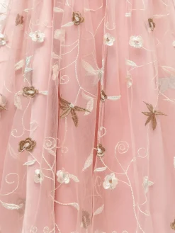 Fashion Retro Stage 3/4 Sleeve 1950s Floral Embroidery Dress