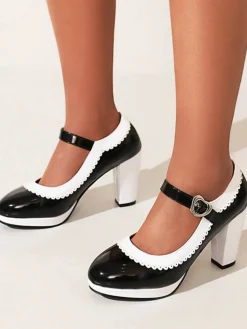 Discount Retro Stage Ankle Strap Chunky Heels Mary Jane Shoes