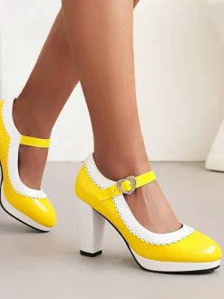 Discount Retro Stage Ankle Strap Chunky Heels Mary Jane Shoes