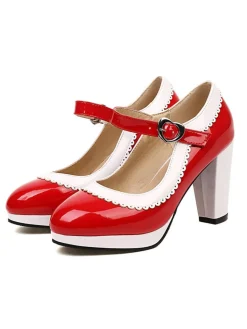 Discount Retro Stage Ankle Strap Chunky Heels Mary Jane Shoes