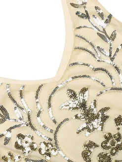 Online Retro Stage 1920s Sequin Maxi Dress Apricot