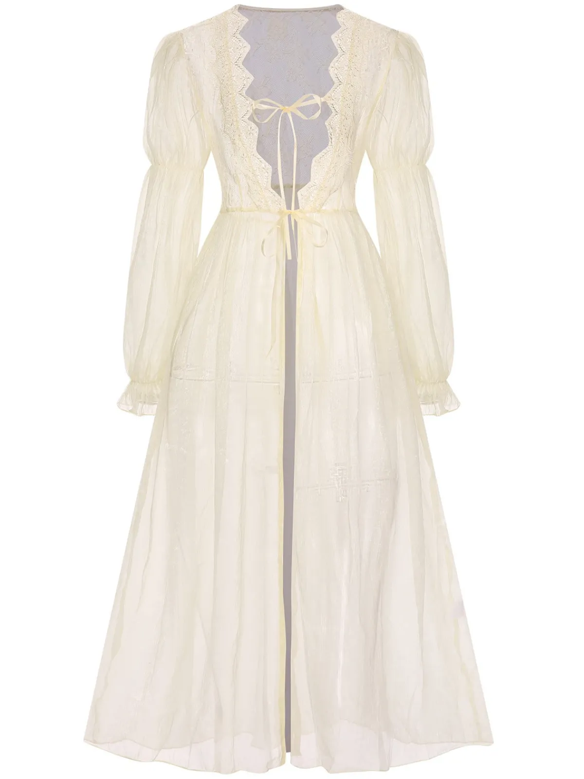 Hot Retro Stage Apricot 1950s Royal Style Lace Trimmed Robe