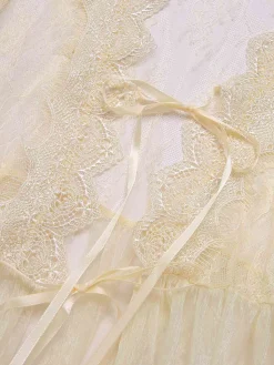 Hot Retro Stage Apricot 1950s Royal Style Lace Trimmed Robe