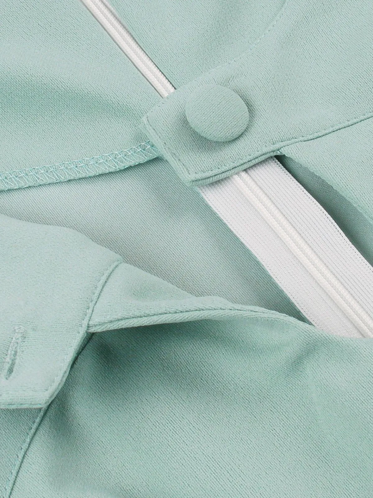 Outlet Retro Stage 1960s Solid Hole-Cut Neck Belt Dress Aqua Green