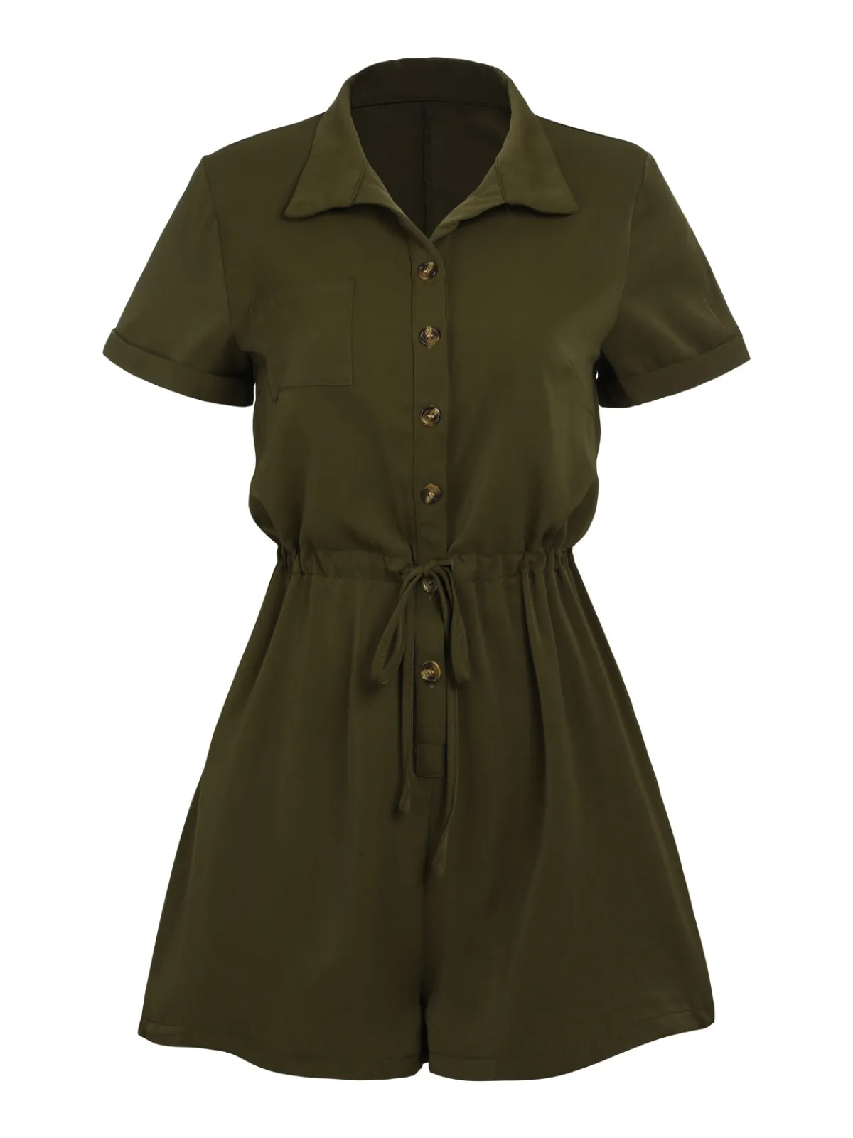 New Retro Stage 1950s Solid Lace-up Romper Army Green