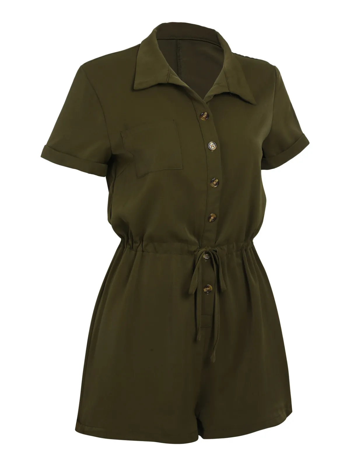 New Retro Stage 1950s Solid Lace-up Romper Army Green