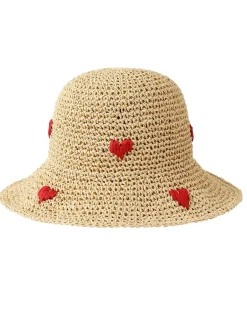 Sale Retro Stage Beige Retro Heart Straw Sun Hat