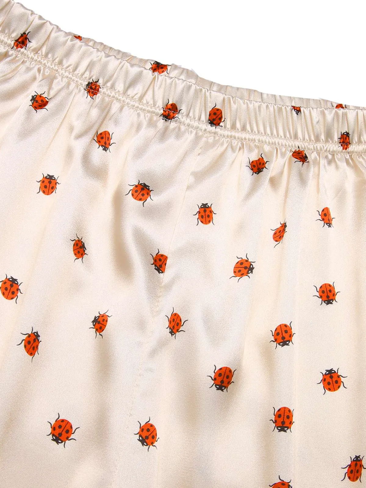 Sale Retro Stage 1960s Beetle Lapel Short Sleeve Pajamas Beige