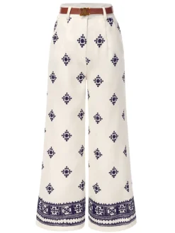 Discount Retro Stage 1970s Boho Style Wide-leg Pants Beige