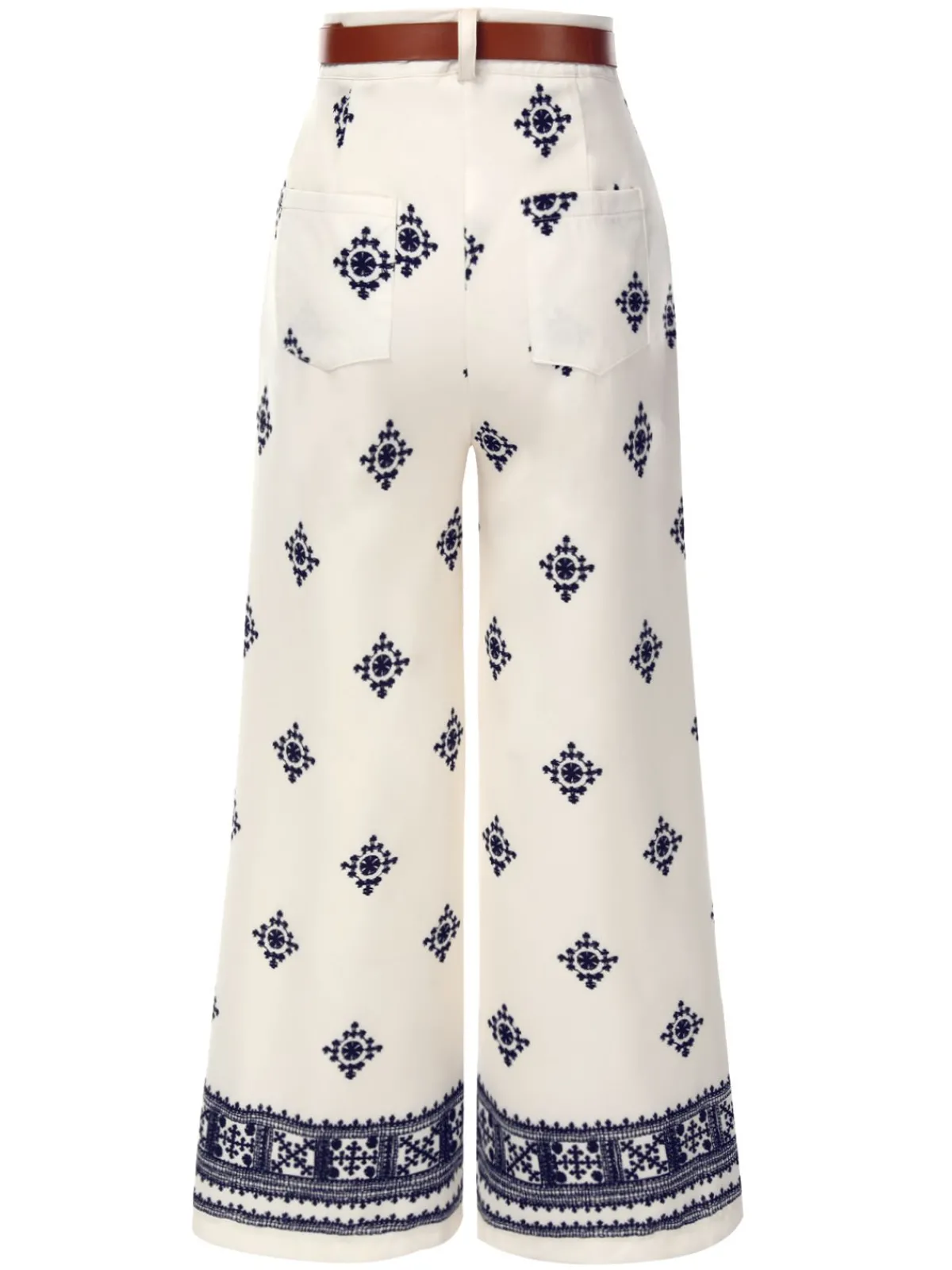 Discount Retro Stage 1970s Boho Style Wide-leg Pants Beige
