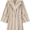 Fashion Retro Stage Beige 1950s Faux Fur Lapel Plush Coat
