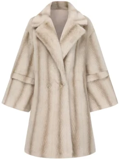 Fashion Retro Stage Beige 1950s Faux Fur Lapel Plush Coat