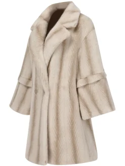 Fashion Retro Stage Beige 1950s Faux Fur Lapel Plush Coat