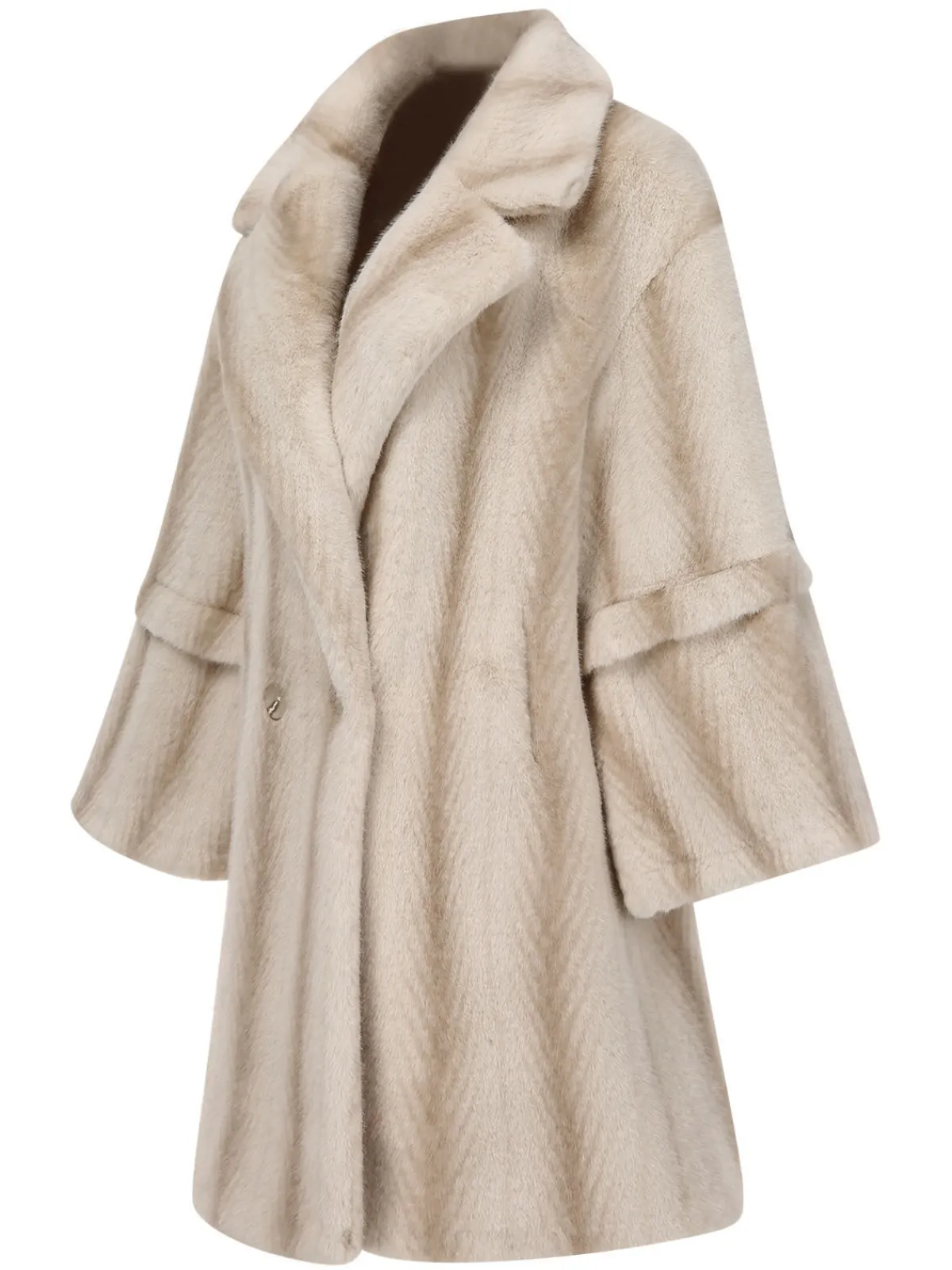 Fashion Retro Stage Beige 1950s Faux Fur Lapel Plush Coat