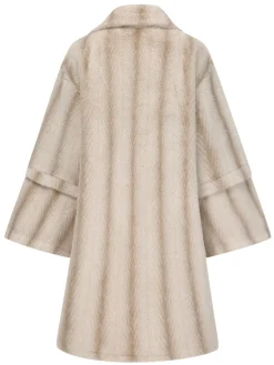 Fashion Retro Stage Beige 1950s Faux Fur Lapel Plush Coat
