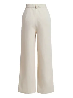 Hot Retro Stage 1950s High Waist Pocket Solid Pants Beige