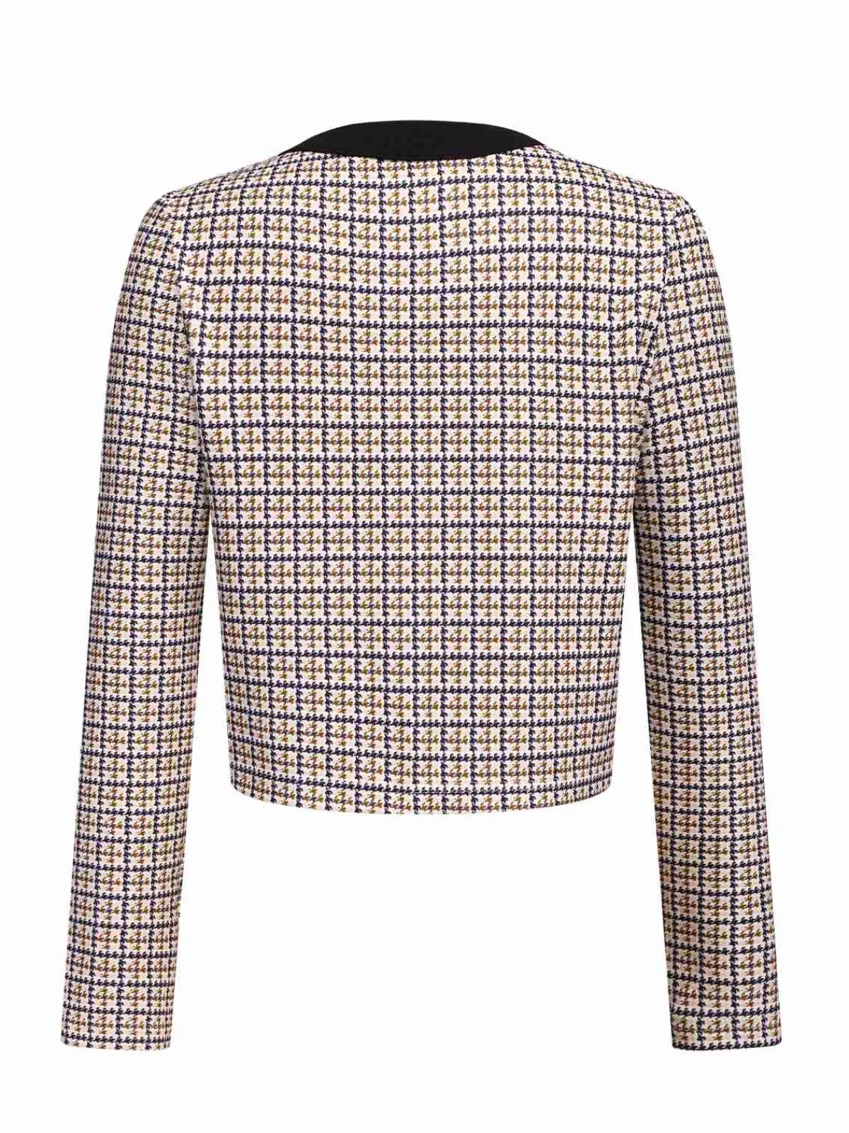 Online Retro Stage 1960s Knitted Patchwork Short Coat Beige