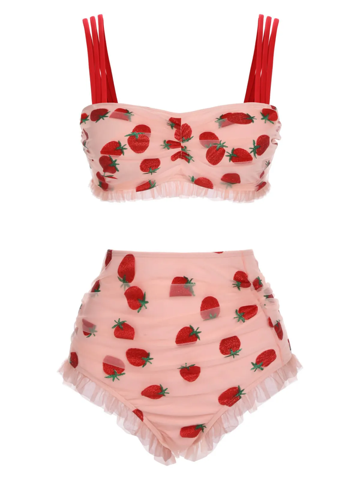 Outlet Retro Stage Beige 1950s Mesh Butterfly Tankini Set