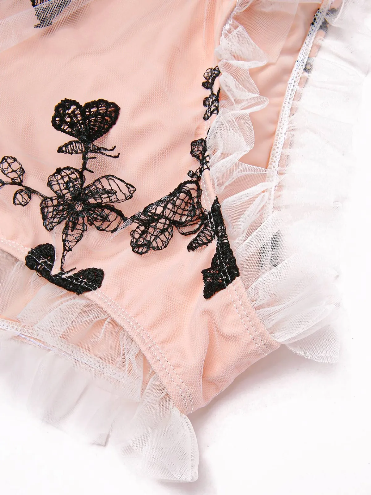 Outlet Retro Stage Beige 1950s Mesh Butterfly Tankini Set