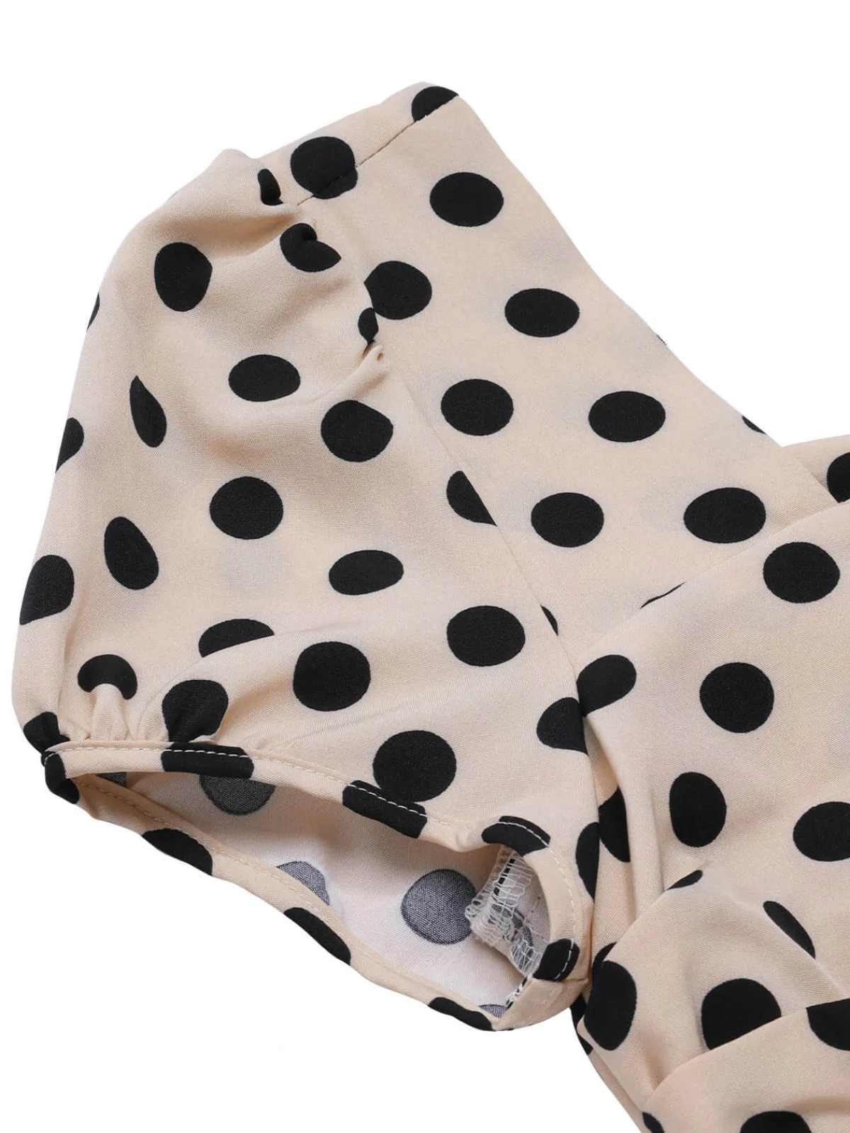 Online Retro Stage 1930s Polka Dots Sweetheart Neck Jumpsuit Beige