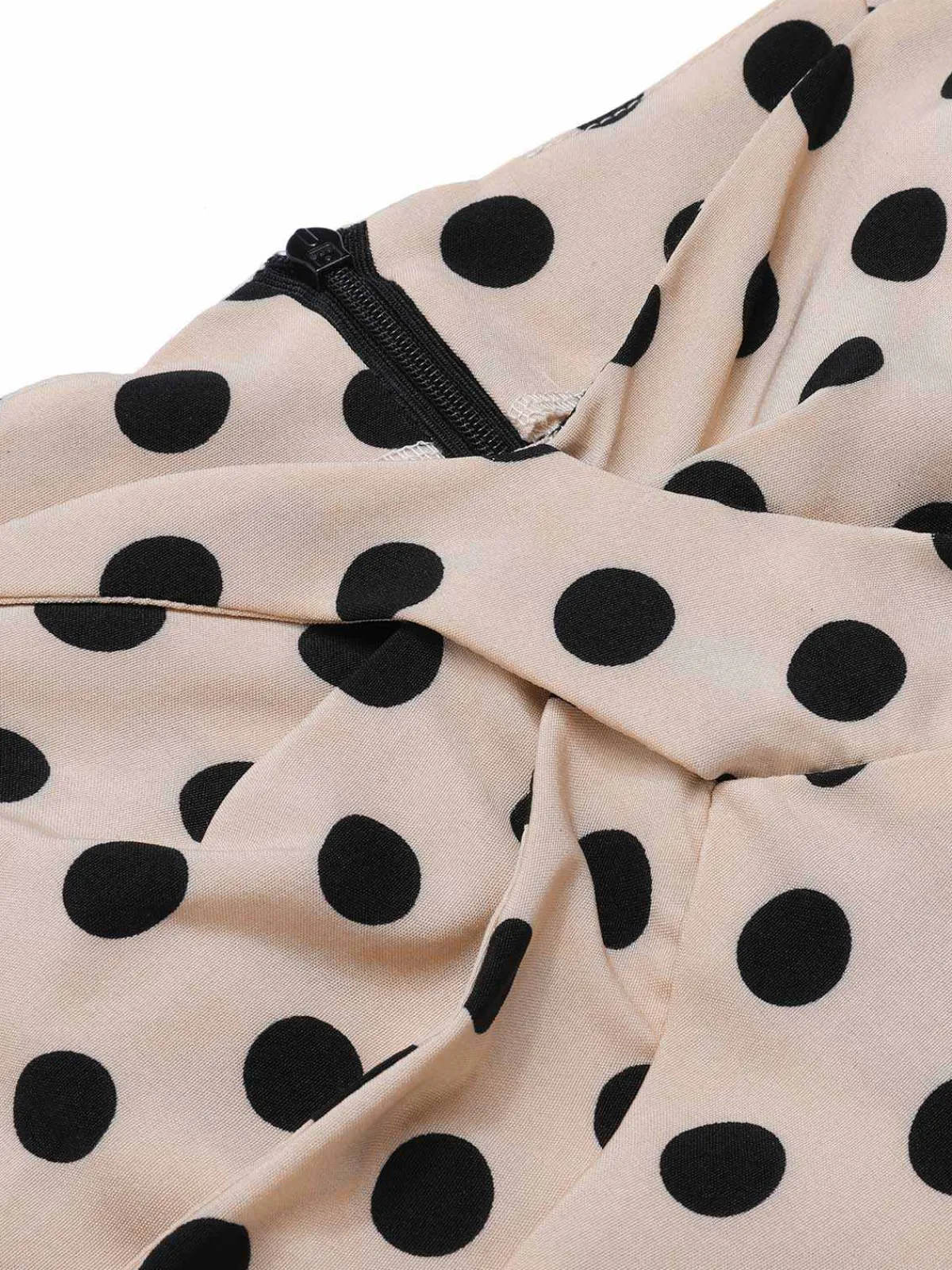 Online Retro Stage 1930s Polka Dots Sweetheart Neck Jumpsuit Beige