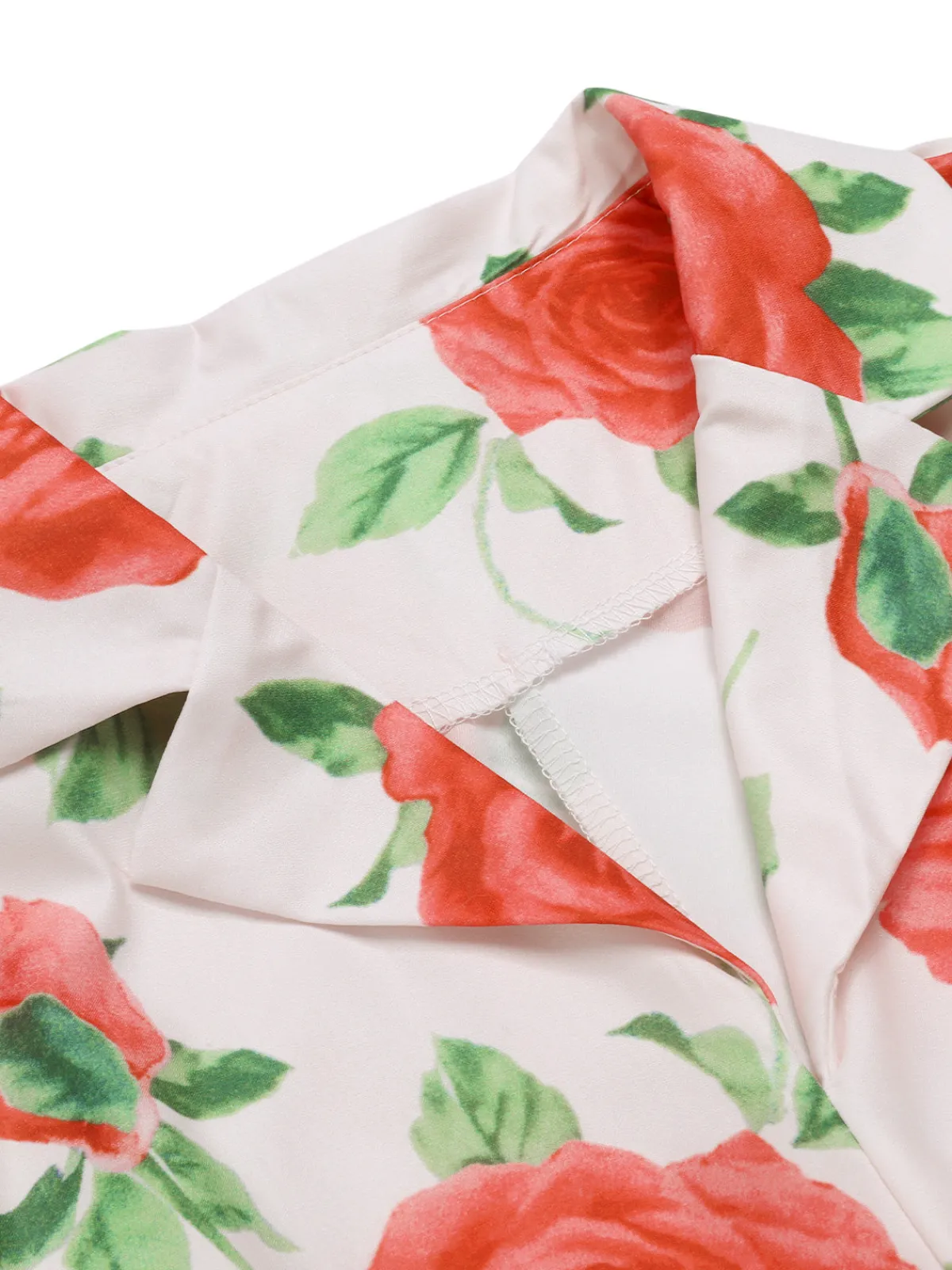 Clearance Retro Stage 1950s Roses Lapel Dress With Belt Beige