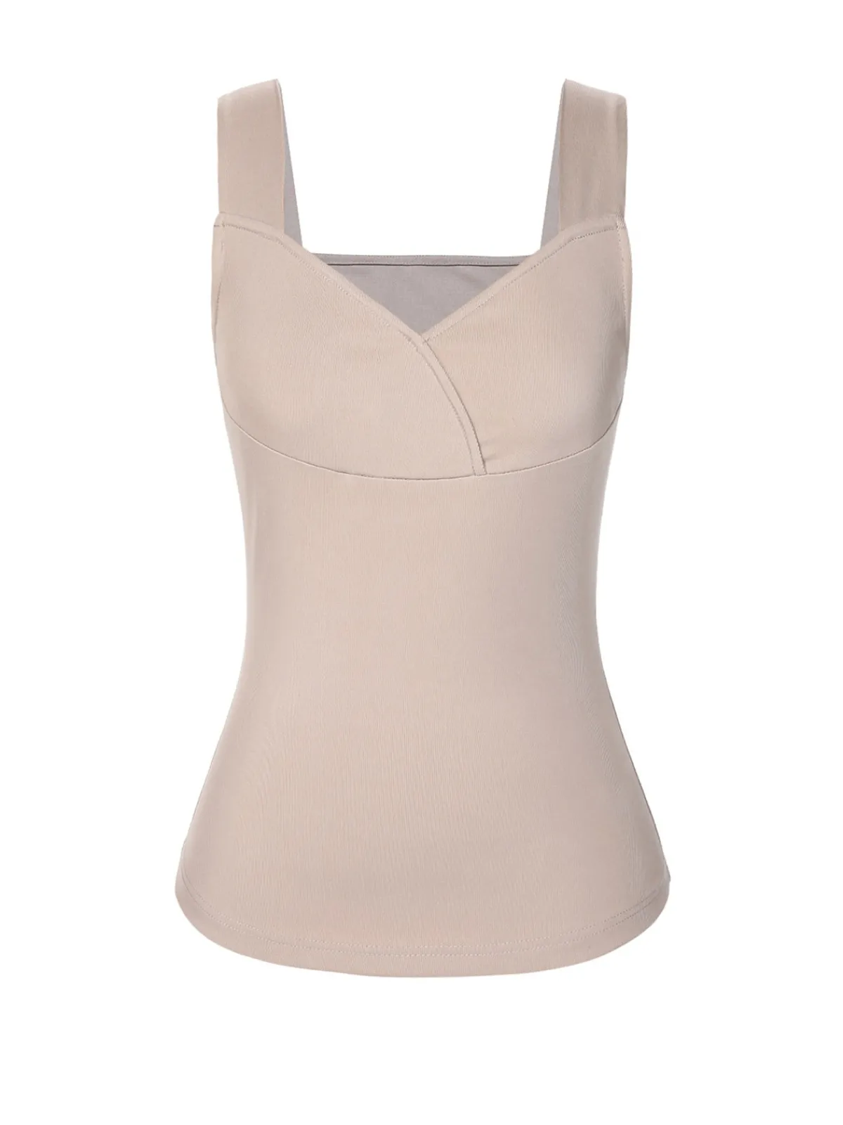 Sale Retro Stage 1940s Solid Sweetheart Knitted Top Beige