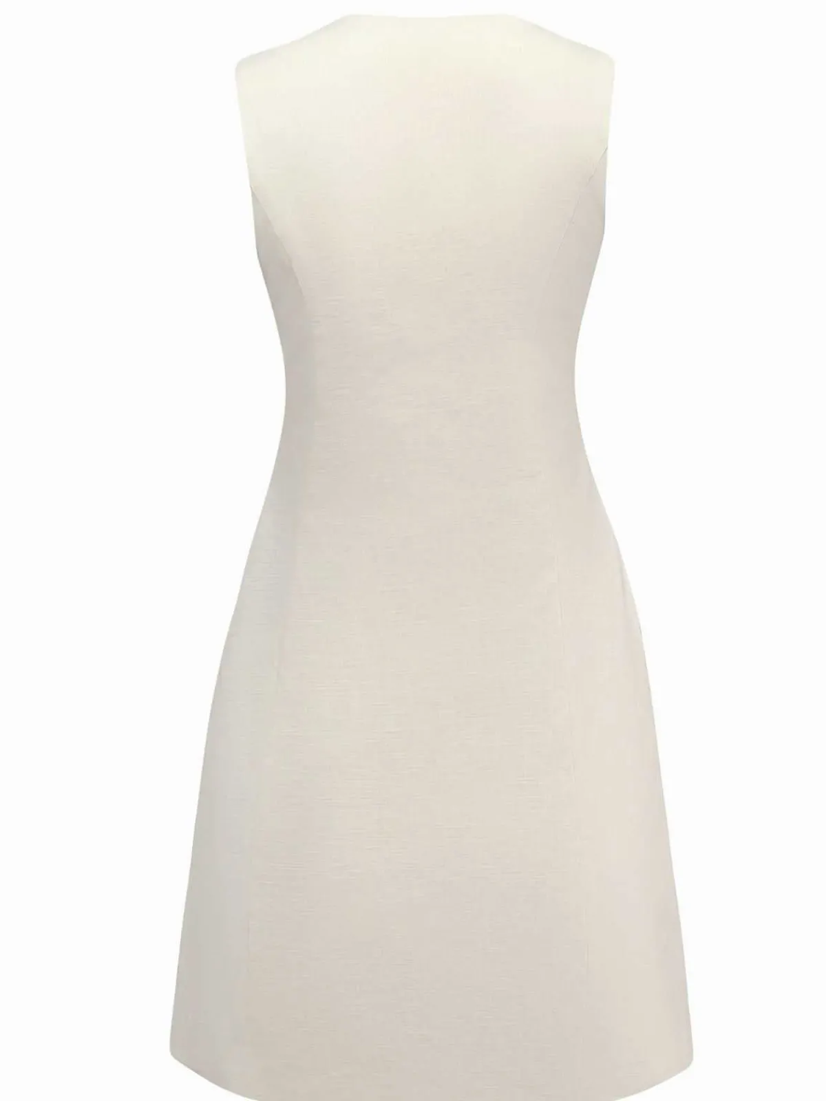 New Retro Stage 1960s Starfish Shell Buttons Sleeveless Dress Beige