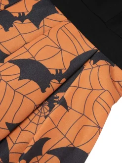 Discount Retro Stage 1950s Halloween Bat Sleeveless Dress Black & Orange