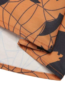 Discount Retro Stage 1950s Halloween Bat Sleeveless Dress Black & Orange