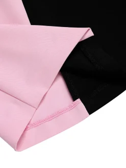 Sale Retro Stage 1960s Boat Neck Contrast Belted Dress Black & Pink