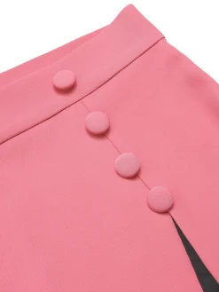 Discount Retro Stage 1960s Buttoned Patchwork Slit Skirt Black & Pink