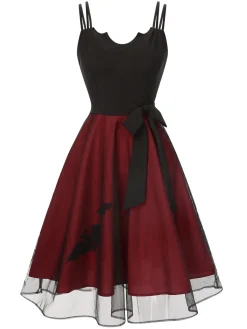 Best Retro Stage & Red 1950s Bat Mesh Dress Black