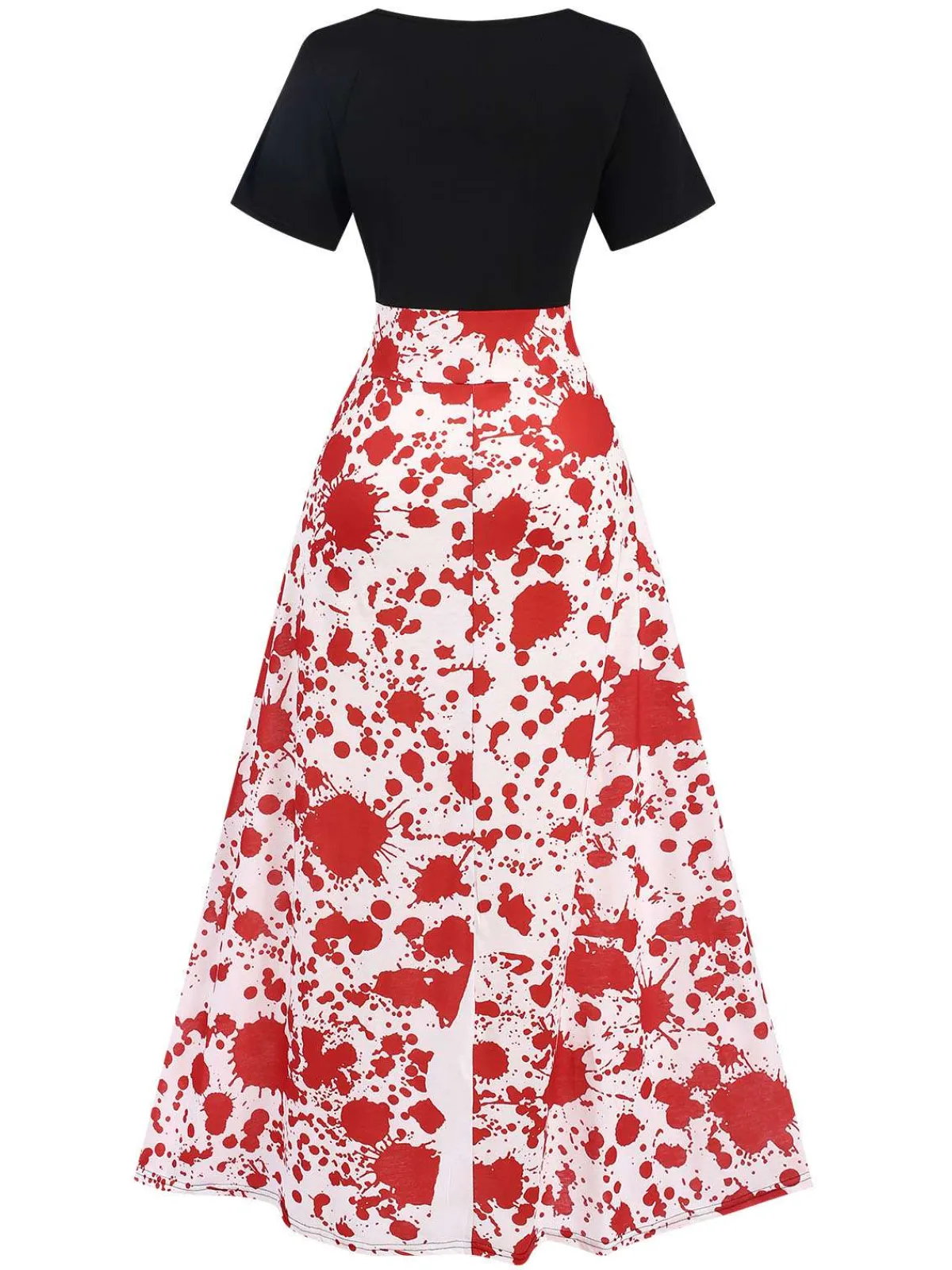 Sale Retro Stage 1950s Halloween Blood Stain Dress Black & Red