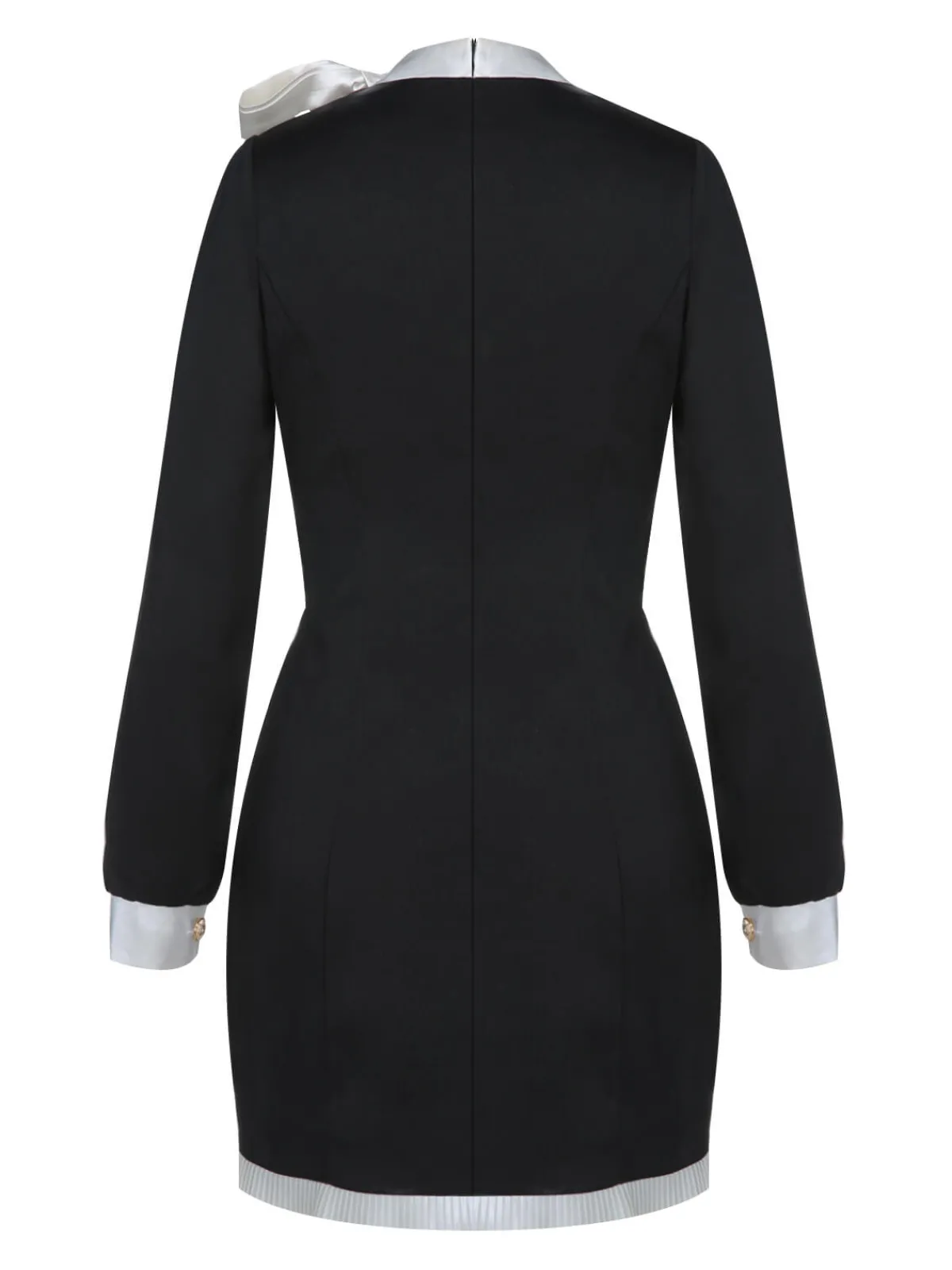 Best Retro Stage 1960s Bow Patchwork Pencil Dress Black & White