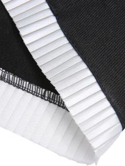 Best Retro Stage 1960s Bow Patchwork Pencil Dress Black & White