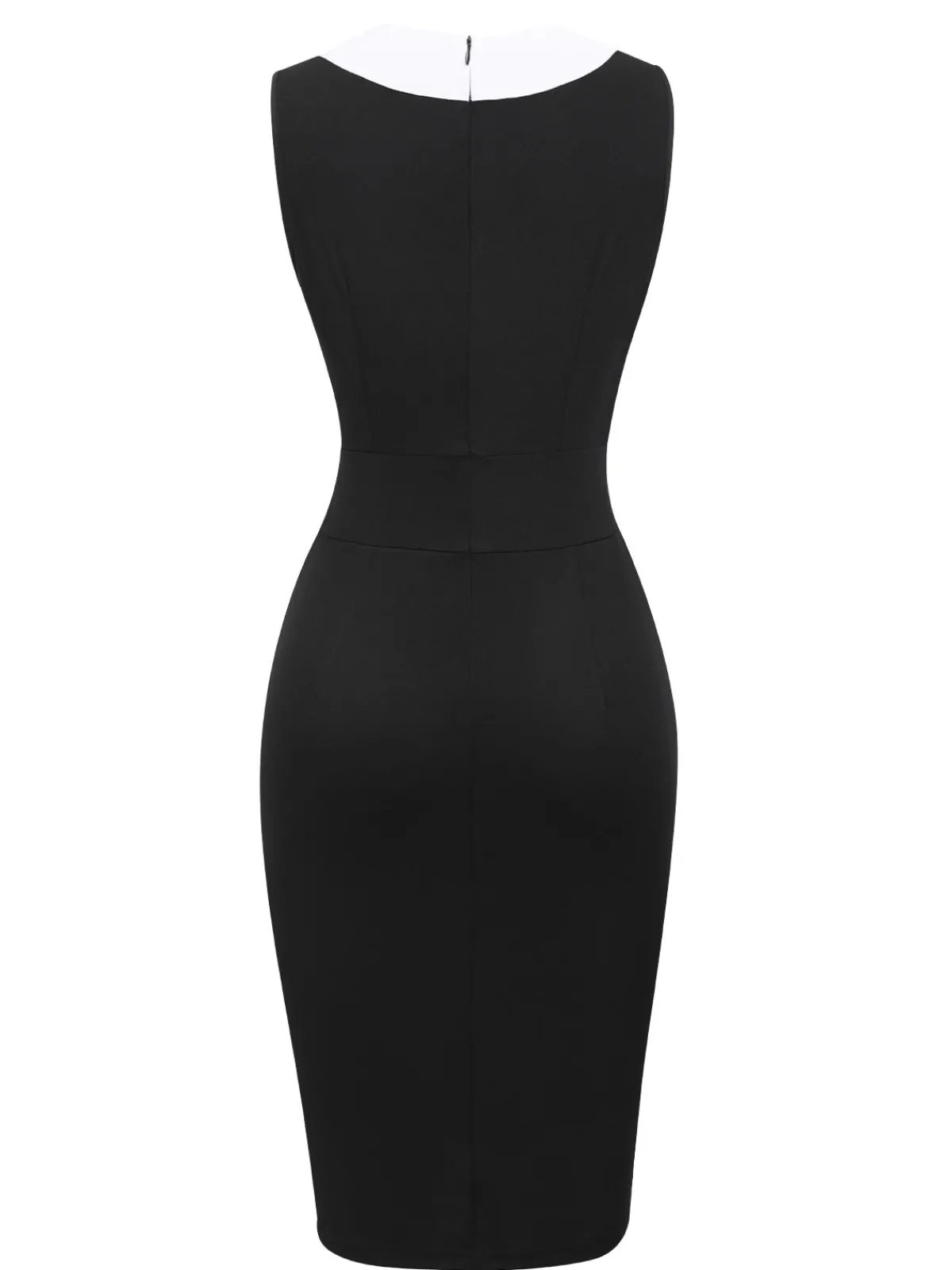 Best Retro Stage & White 1960s Button V-Neck Patchwork Dress Black