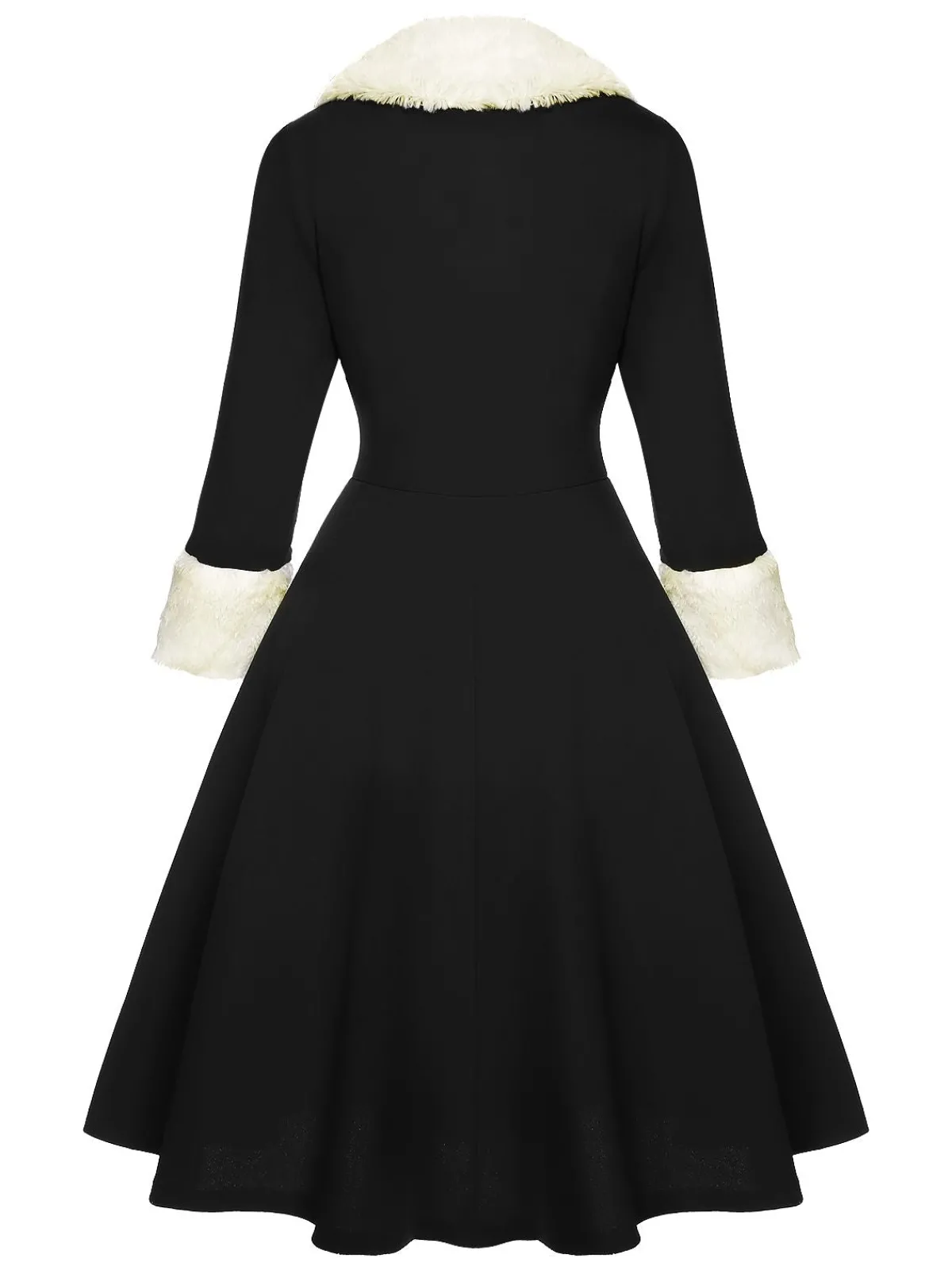 Outlet Retro Stage Black & White 1950s Christmas Lapel Dress