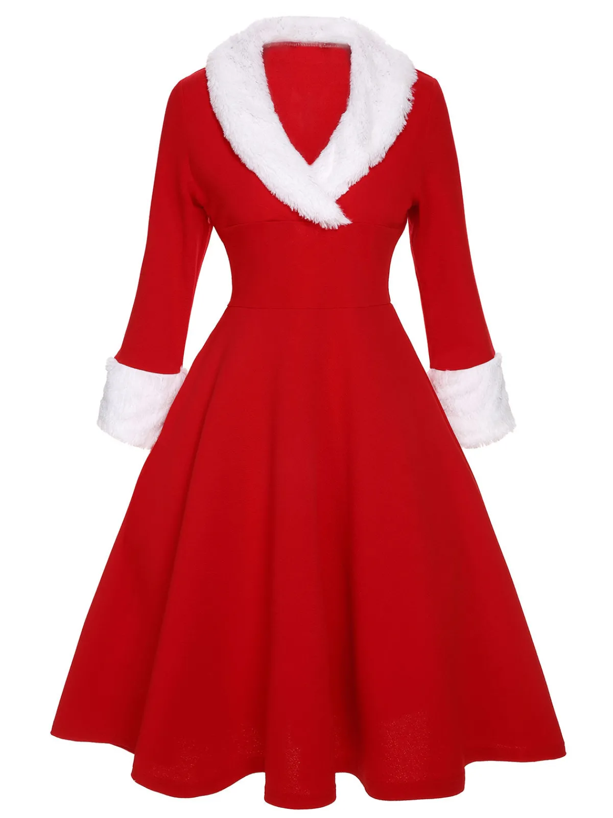 Outlet Retro Stage Black & White 1950s Christmas Lapel Dress