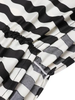 Online Retro Stage 1950s Curve Print Blouse Black & White