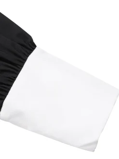 Online Retro Stage & White 1960s Doll Collar Skater Dress Black