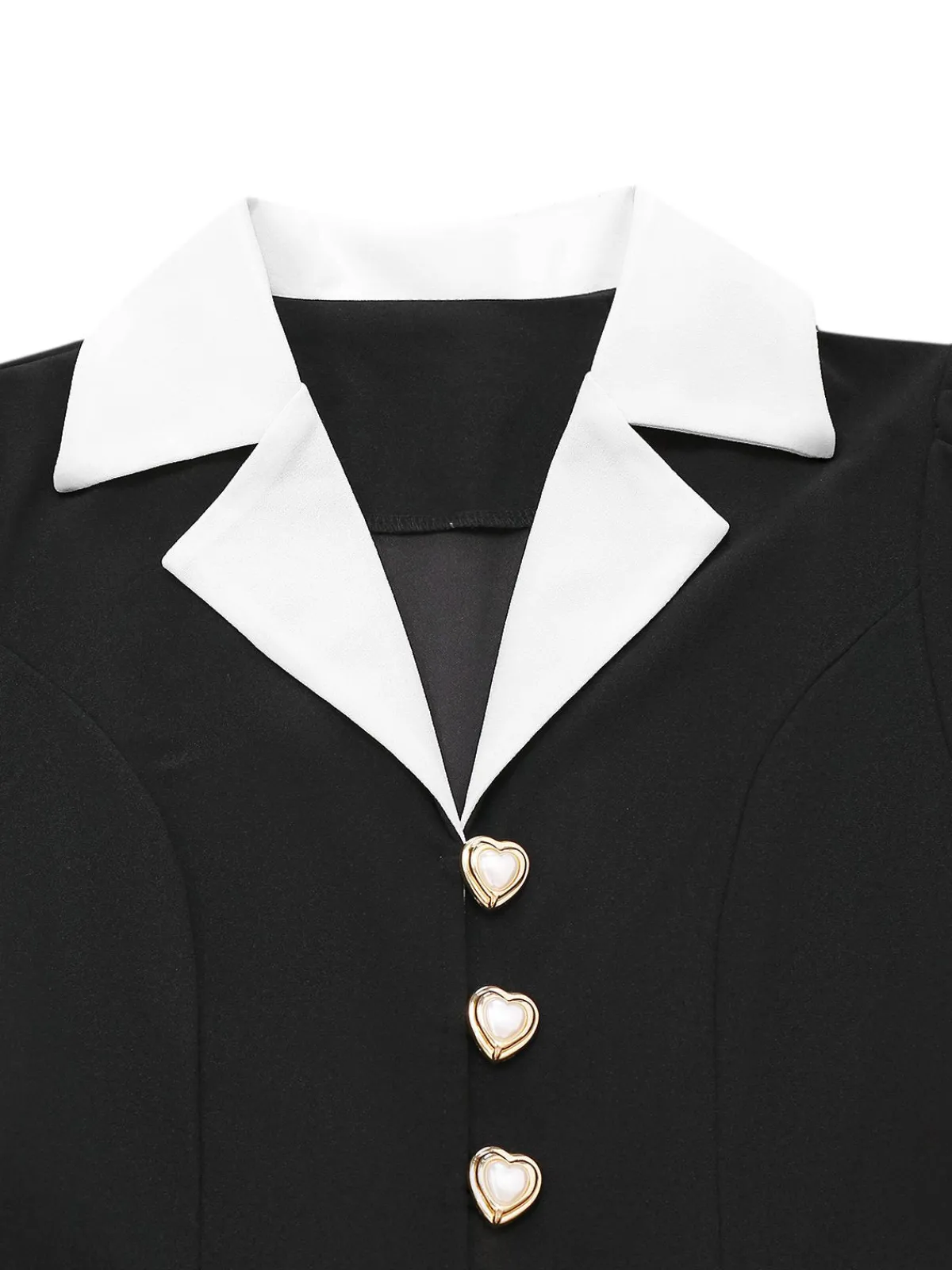 Discount Retro Stage & White 1930s Notched Collar Buttoned Jumpsuit Black