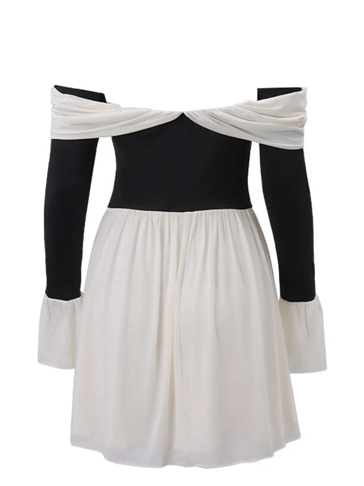Clearance Retro Stage & White 1950s Off-Shoulder Skater Dress Black