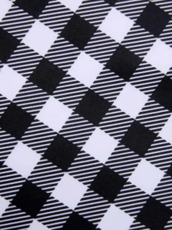 Discount Retro Stage & White 1950s Plaid One-Piece Swimsuit Black