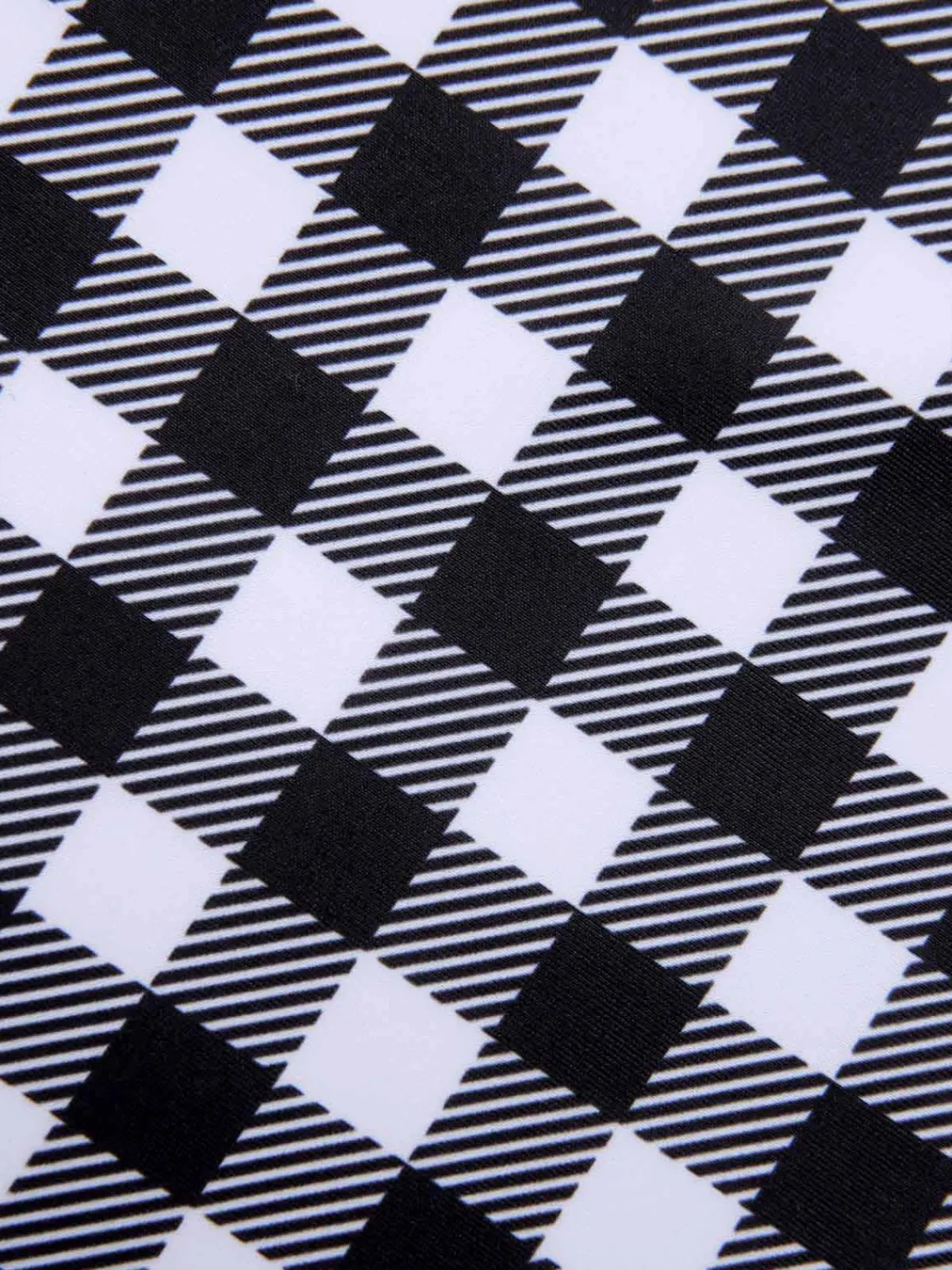Discount Retro Stage & White 1950s Plaid One-Piece Swimsuit Black