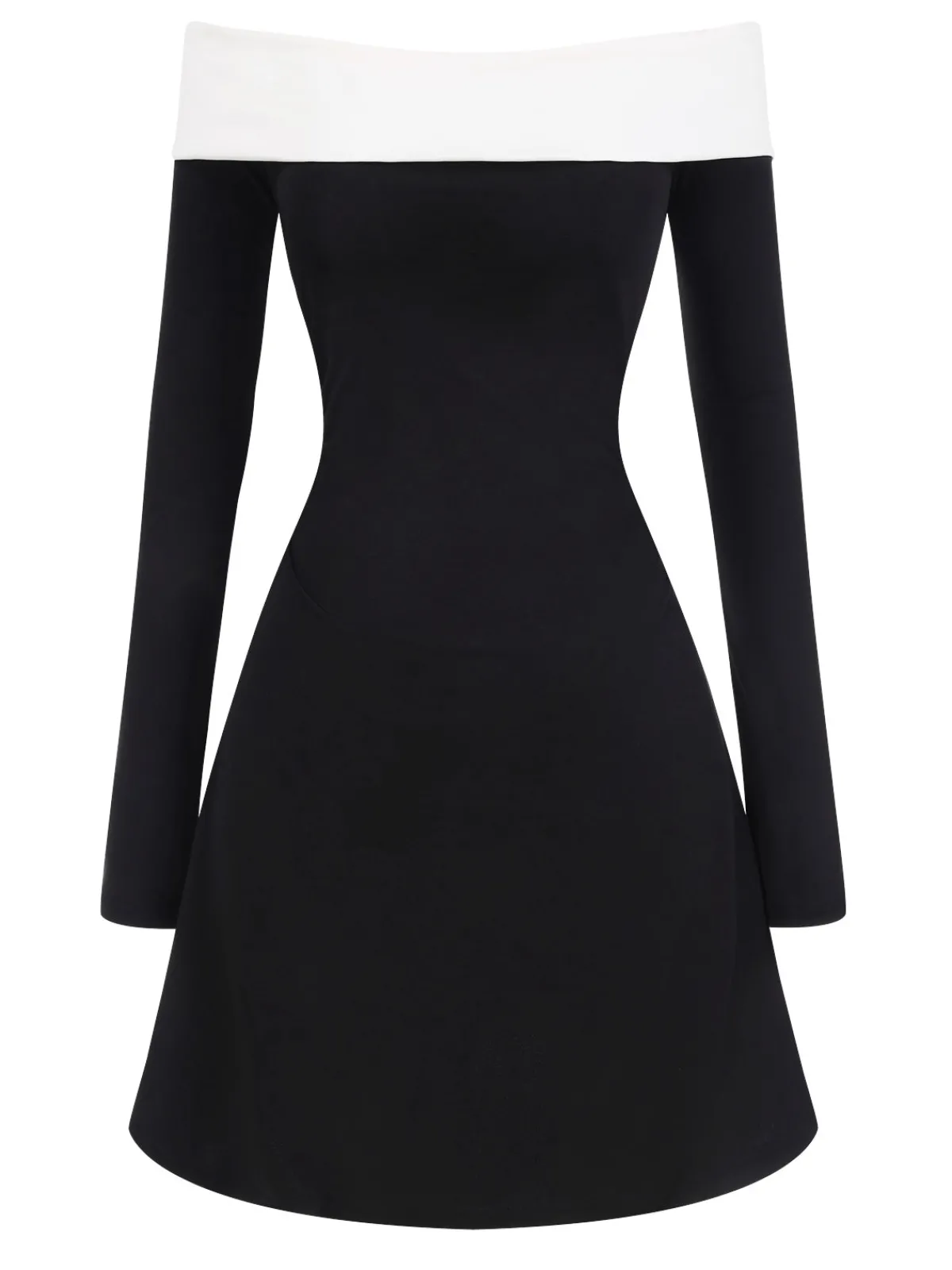 Sale Retro Stage & White 1960s Rolled Off-Shoulder Dress Black