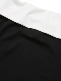 Sale Retro Stage & White 1960s Rolled Off-Shoulder Dress Black