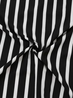 New Retro Stage 1930s Striped High Rise Long Skirt Black & White