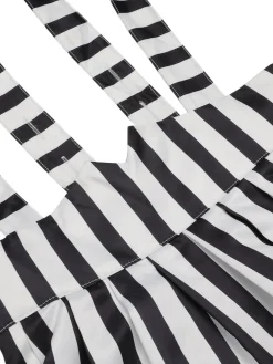 Discount Retro Stage 1950s Stripes Suspender Skirt Black & White